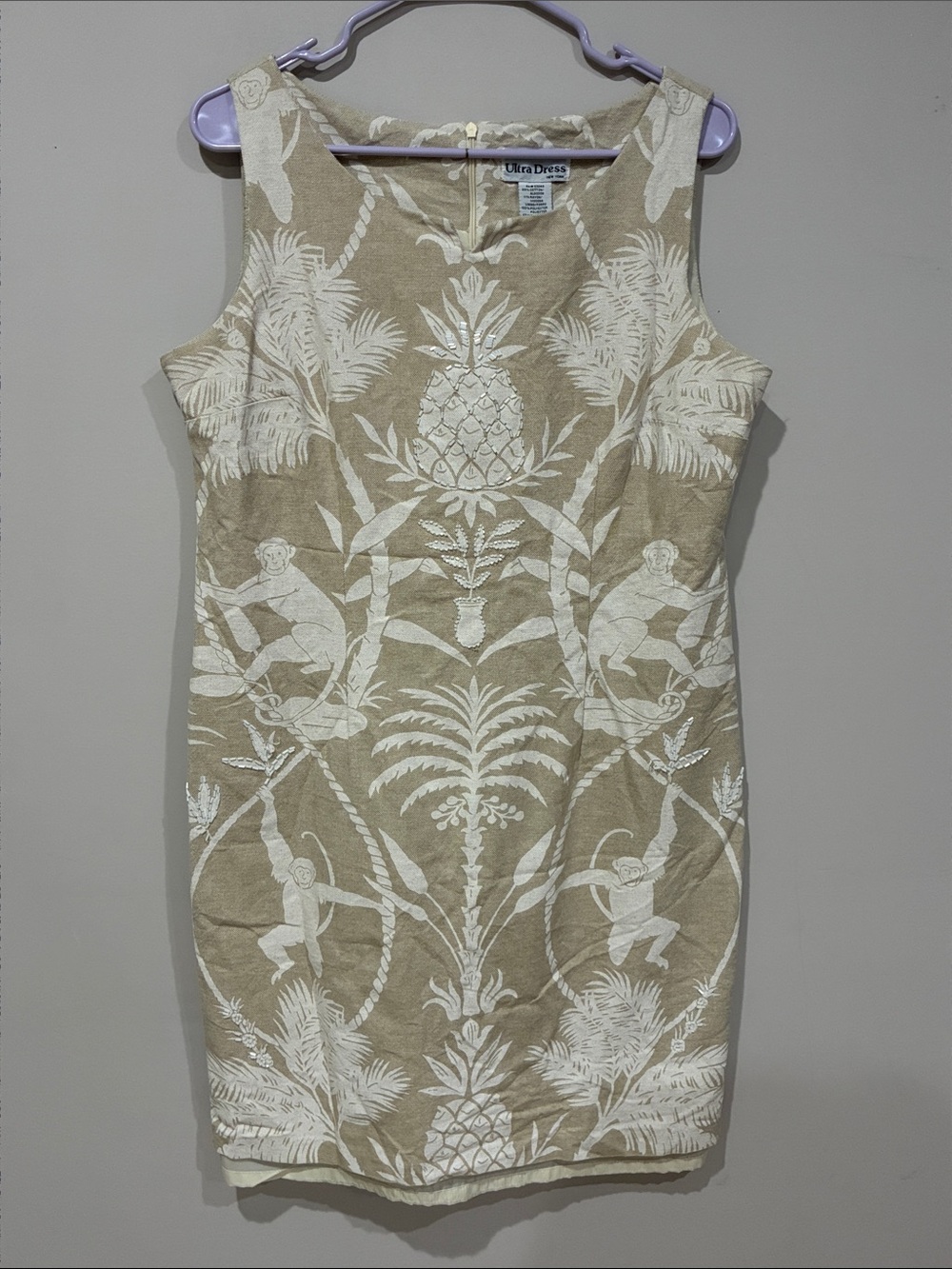 Ultra Dress New York Vintage Beaded Cotton Poly Rayon Blend